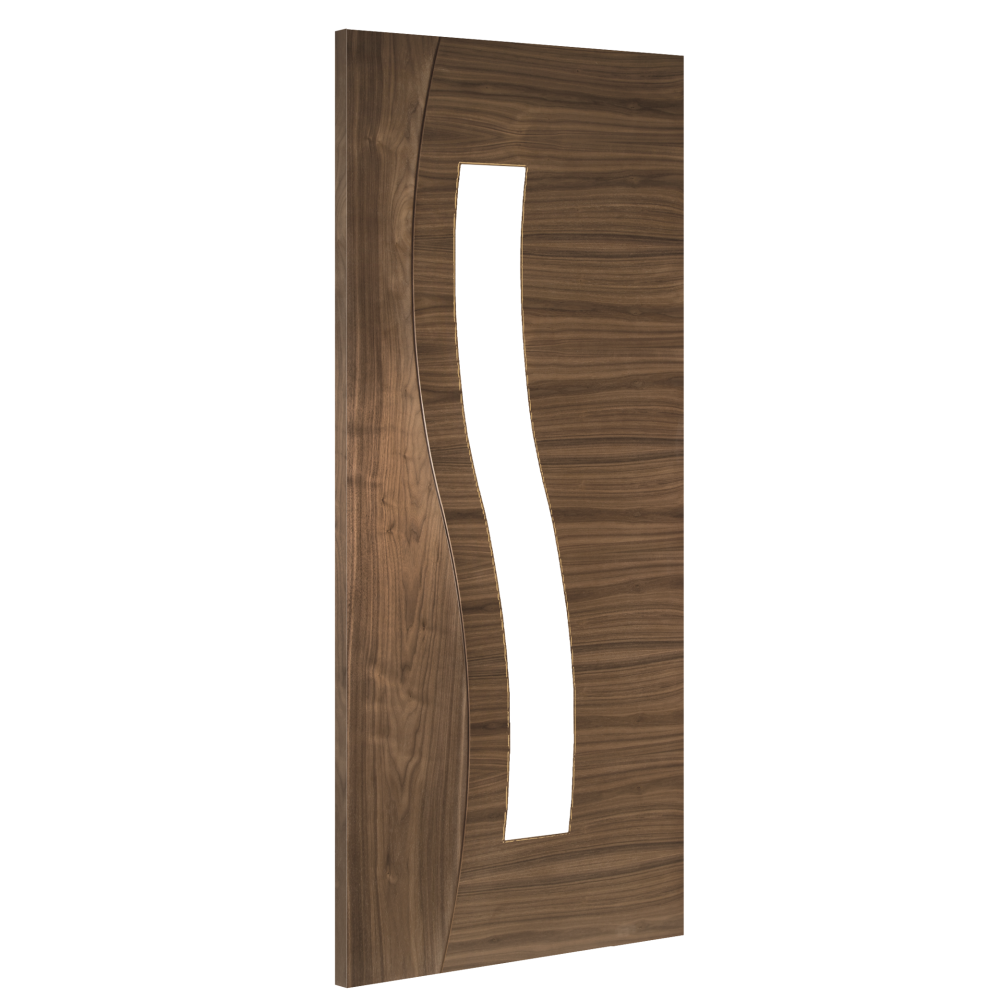 Cadiz Clear Glazed Walnut Door with 18mm Lippings (pre-finished)