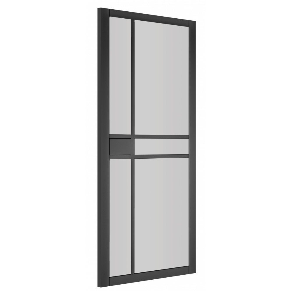 Dalston Black (pre-finished) Internal Door with Clear Glass