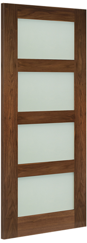 Coventry 4-Light Walnut Door with 18mm Lippings (obscure glass)