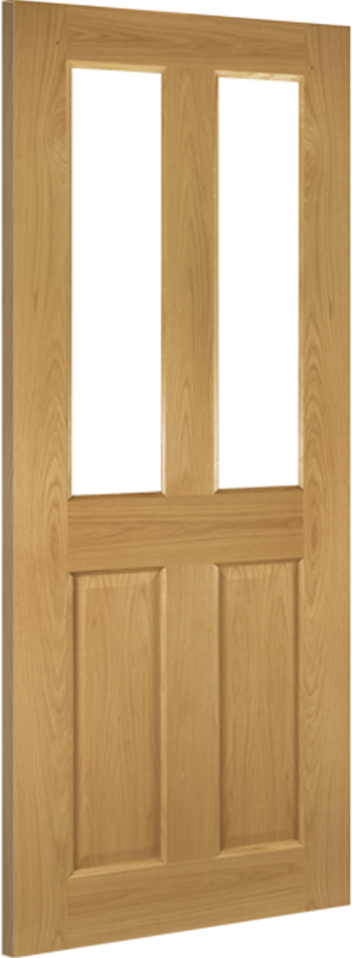 Bury Oak Door with Clear Bevelled Glass - Pre-finished (18mm lippings)