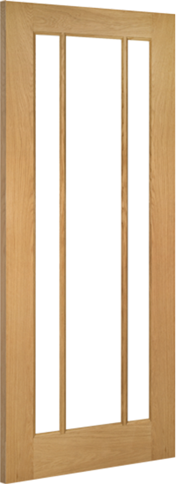 Norwich Internal Oak Door with Clear Bevelled Glass (18mm Lippings)