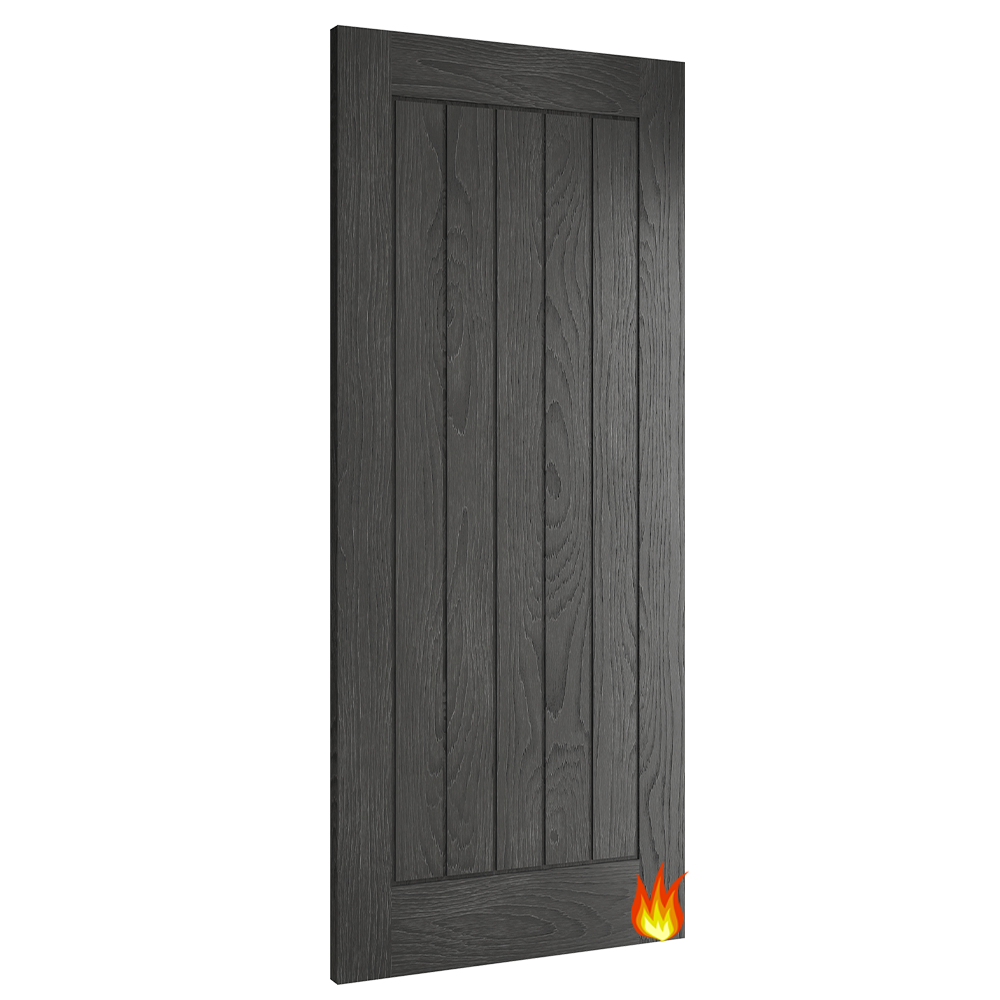 Cottage Ely Brushed Black Fire Door FD30 (18mm Lippings)