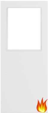 White Primed Fire Door with Glass Opt. 1 (FD30)