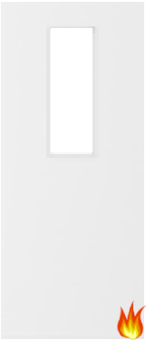 White Primed Fire Door with Glass Opt. 14 (FD30)