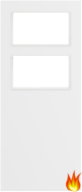 White Primed Fire Door with Glass Opt. 2 (FD30)