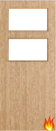 Flush Oak Fire Door with Glass (Opt. 2)