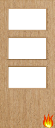 Flush Oak Fire Door with Glass (Opt. 3)