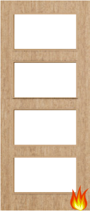 Flush Oak Fire Door with Glass (Opt. 4)