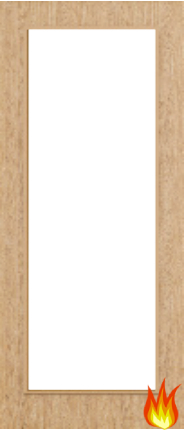 Flush Oak Fire Door with Glass (Opt. 5)