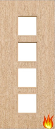 Flush Oak Fire Door with Glass (Opt. 9)