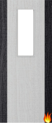 Light Grey Ash Fire Door with Glass/Dark Grey Edges (Opt. 14)