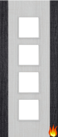 Light Grey Ash Fire Door with Glass/Dark Grey Edges (Opt. 9)