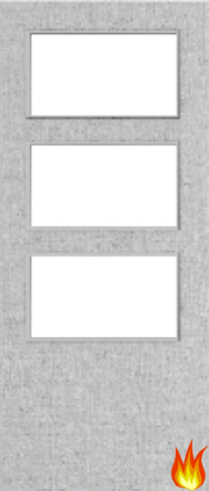 Flush Light Grey Ash Fire Door with Glass (Opt. 3)