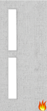 Flush Light Grey Ash Fire Door with Glass (Opt. 7)
