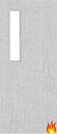 Flush Light Grey Ash Fire Door with Glass (Opt. 8)