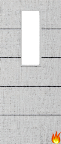 Light Grey Ash Fire Door with Glass/Horiz. Inlays (Opt. 14)