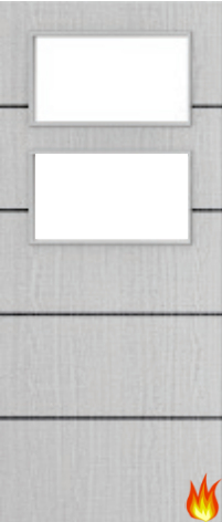 Light Grey Ash Fire Door with Glass/Horiz. Inlays (Opt. 2)