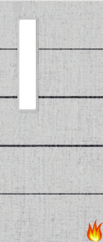 Light Grey Ash Fire Door with Glass/Horiz. Inlays (Opt. 8)