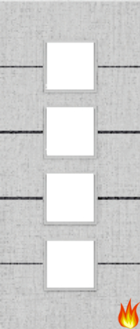Light Grey Ash Fire Door with Glass/Horiz. Inlays (Opt. 9)