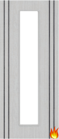 Light Grey Ash Fire Door with Glass/Vertical Inlays (Opt. 10)