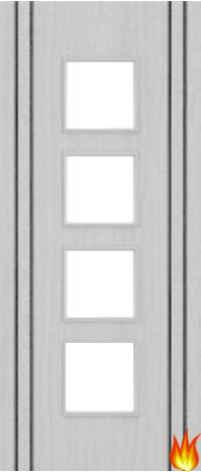 Light Grey Ash Fire Door with Glass/Vertical Inlays (Opt. 9)