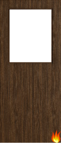 Flush Walnut Fire Door with Glass (Opt. 1)