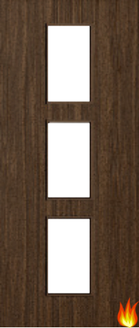 Flush Walnut Fire Door with Glass (Opt. 11)