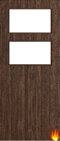 Flush Walnut Fire Door with Glass (Opt. 2)