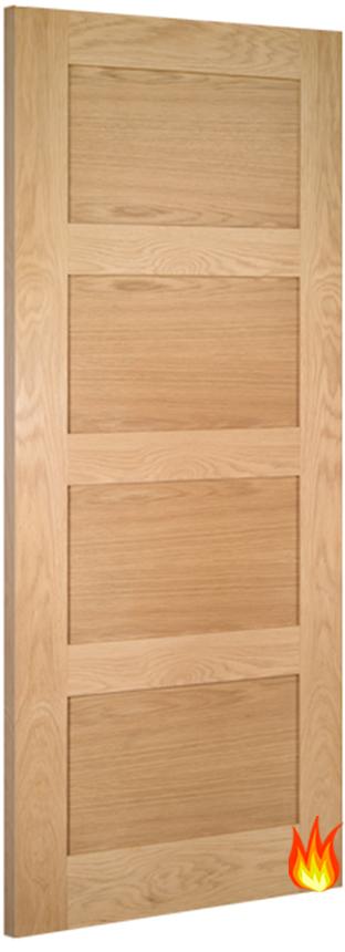 Coventry 4 Panel Oak Fire Door (FD30) with 18mm lippings