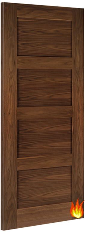 Coventry 4 Panel Walnut Fire Door FD30 with 18mm Lippings (pre-finished)