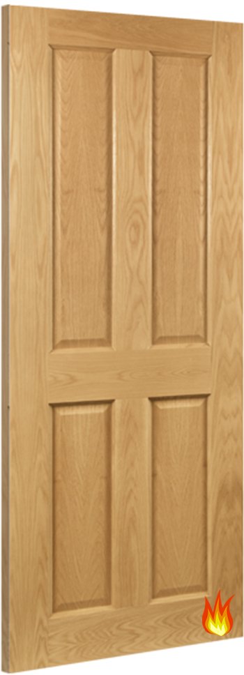 Bury 4 Panel Oak Fire Door (FD30) Pre-Finished (18mm lippings)