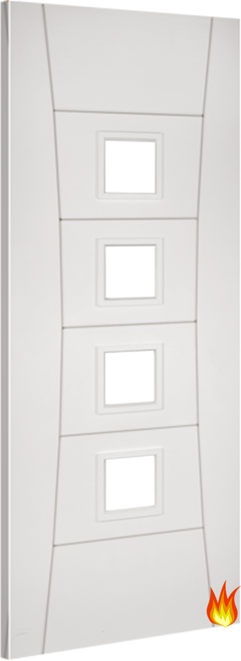 Pamplona White Primed Internal Fire Door with Clear Glass (FD30)