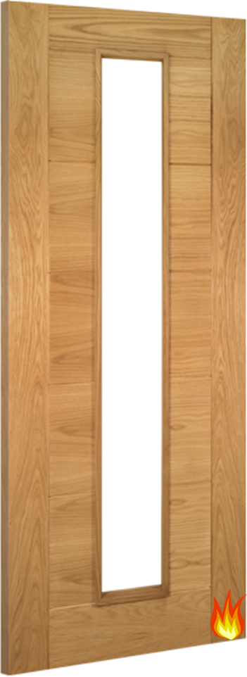 Seville 1-Light Oak Fire Door with Clear Glass FD30 (18mm lippings)