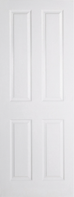 4 Panel White Primed Internal Door (solid core) - Smooth