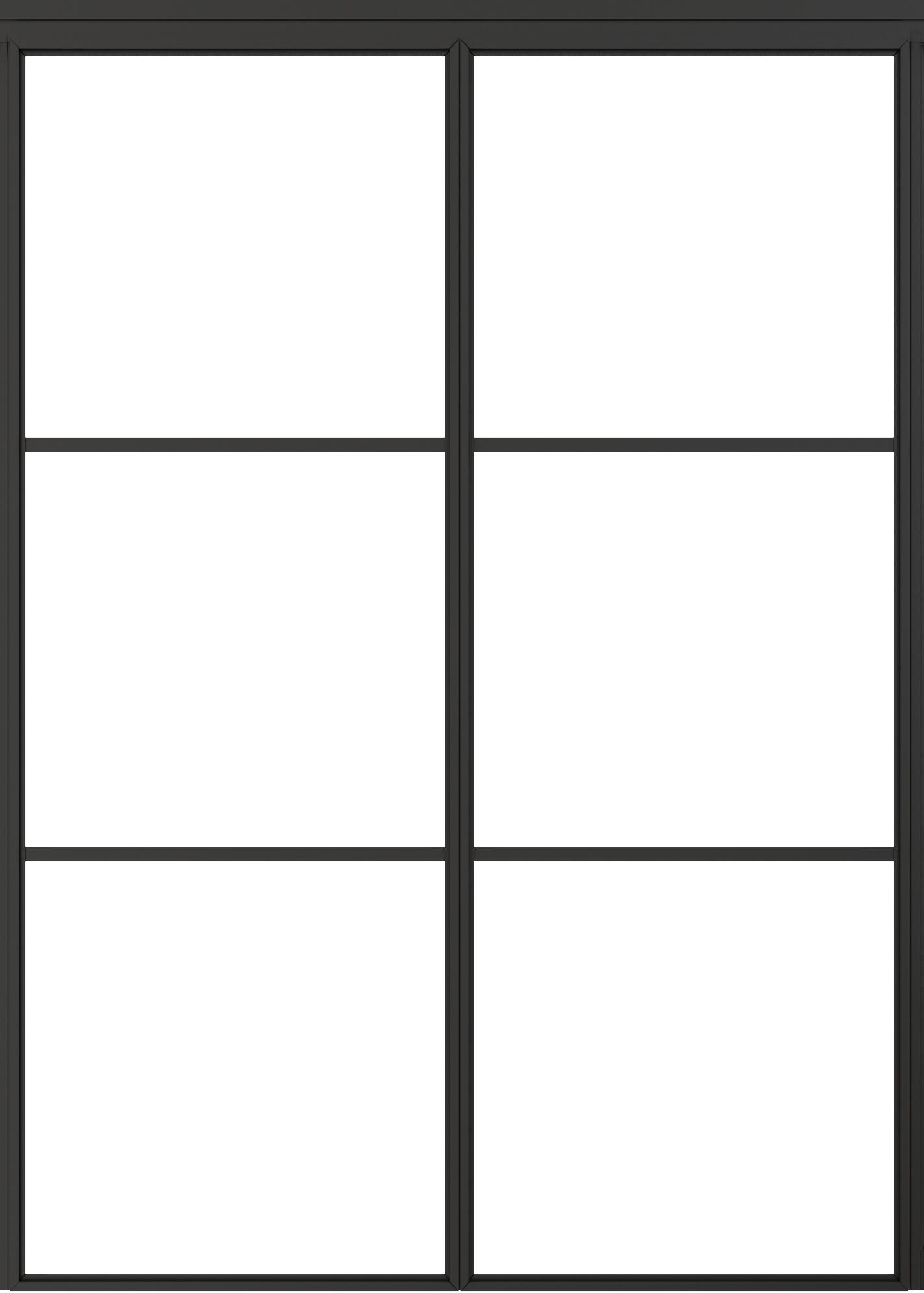 3-Light Black Aluminium Double Doorset with Polyglas