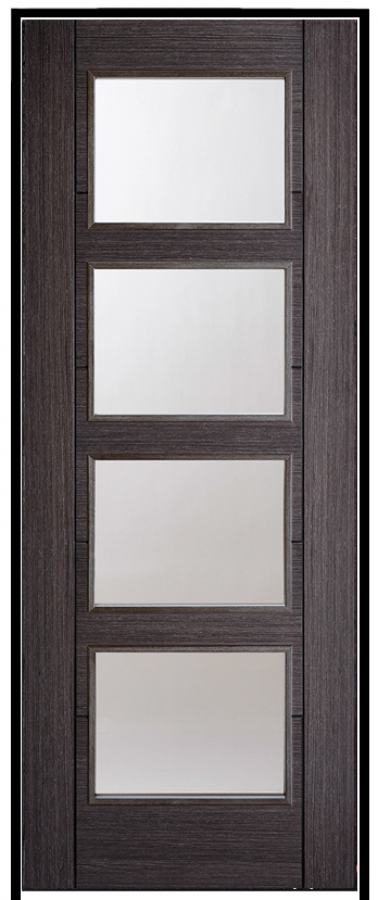 Vancouver Ash Grey Prehung Door with Clear Glass