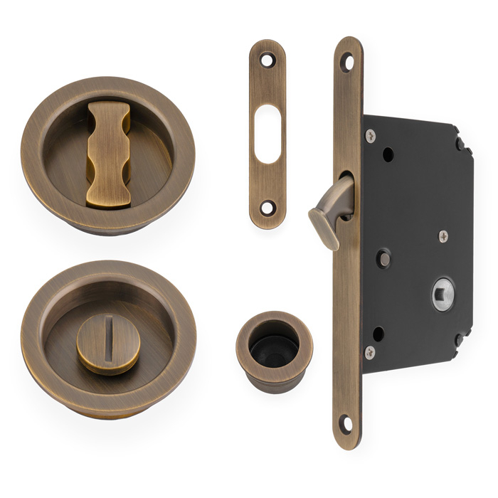 Flush Sliding Door Lock Kit (Circular)