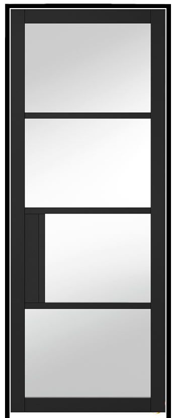 Chelsea Black Prehung Internal Door with Clear Glass