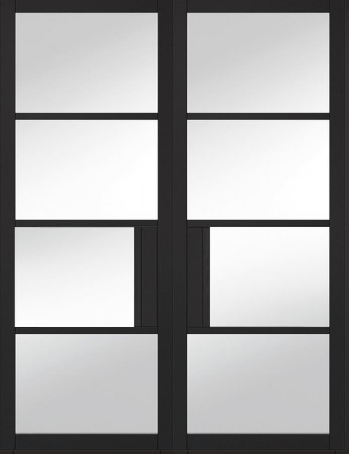 Chelsea Black Double Doors with Clear Glass (pre-finished)