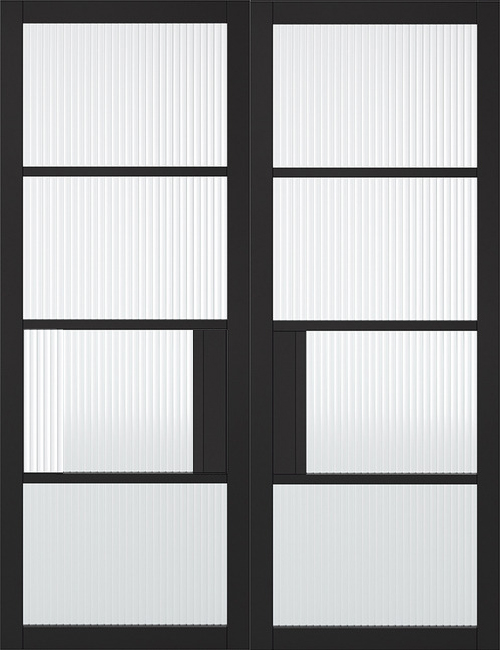 Chelsea Black Double Doors with Reeded Glass (pre-finished)