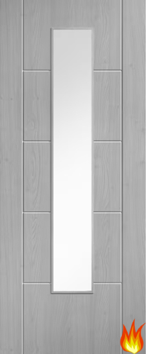 Iseo Laminate Grey Fire Door (FD30) with Clear Glass
