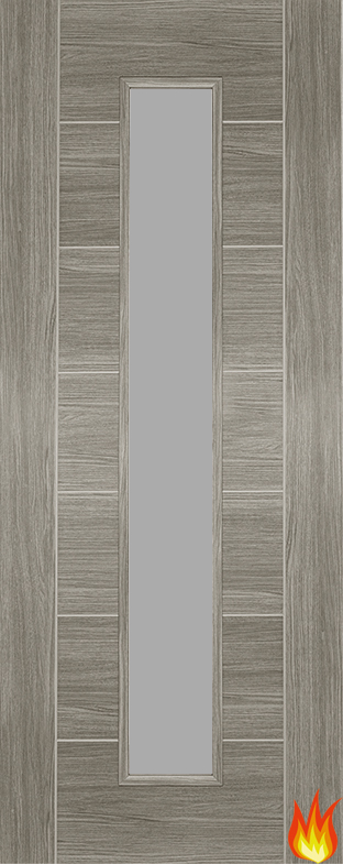Corsica Laminate Grey Fire Door (FD30) with Obscure Glass