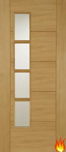 Iseo Deluxe Internal Oak Offset Glazed Fire Door FD30 (pre-finished)