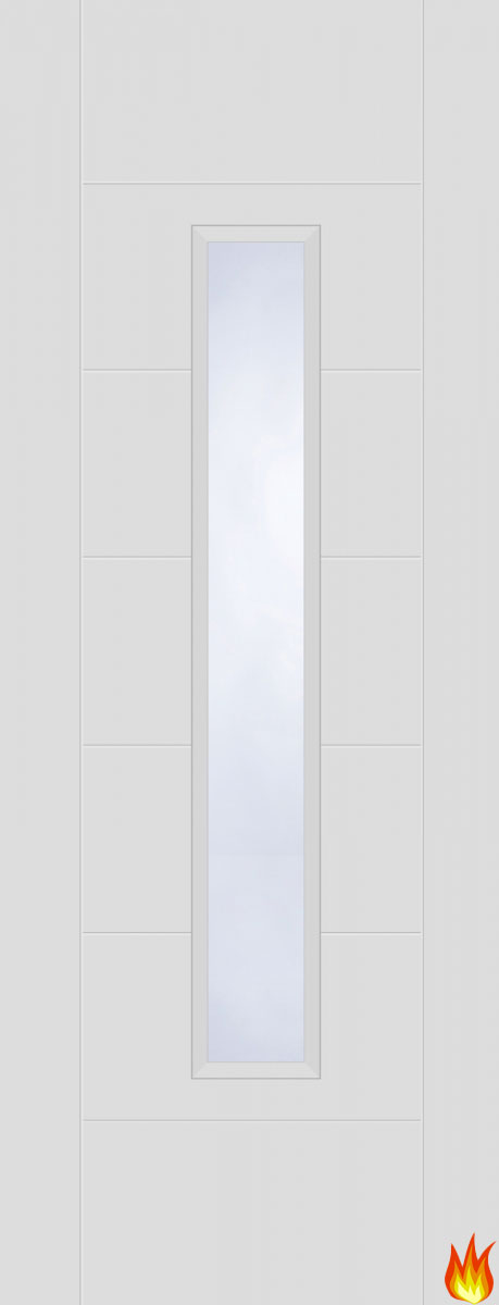 Corsica 18G White Internal Fire Door with Obscure Glass