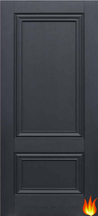 Black Laminate Lyon 2 Panel Fire Door (pre-finished)