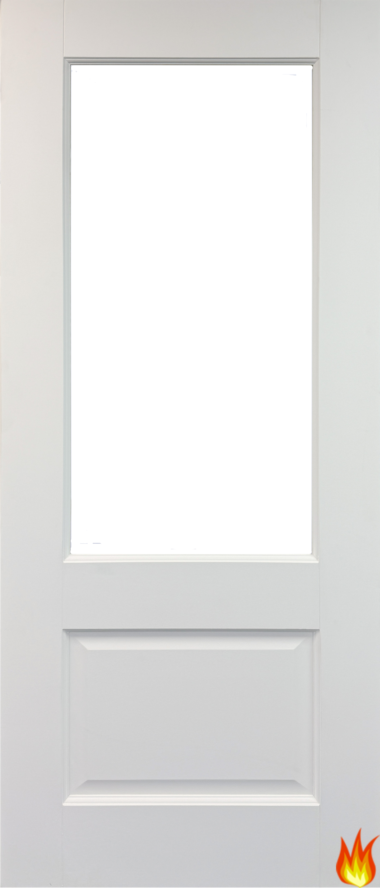 Vermont White Primed Fire Door with Clear Glass