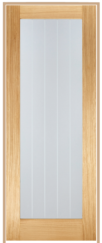 Mexicano with Clear Etched Glass Prehung Oak Door (un/pre-finished)