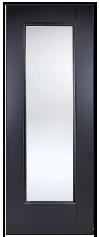 Eindhoven Black Prehung Door with Clear Bevelled Glass