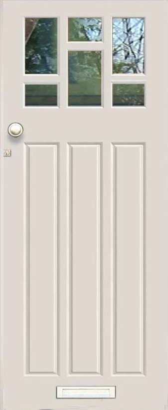 Traditional Dayna 3 Panel 6 Light External Hardwood Door (made to measure)