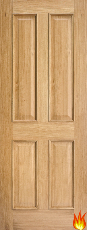 Regency 4 Panel Internal Oak Fire Door (raised mouldings)